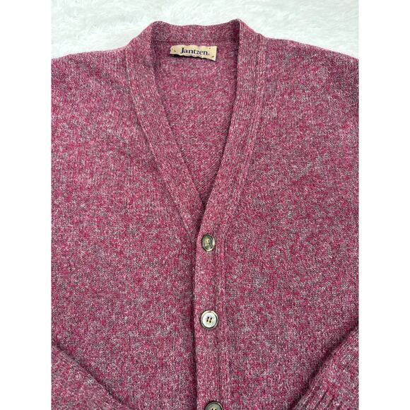 Vintage Jantzen Made USA Burgundy Wool Blend Button Up grandpa Cardigan large - Picture 7 of 16